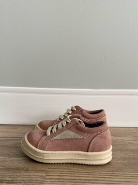 Rick Owens Kids Dusty Pink Suede Sneakers with Cream Sole
